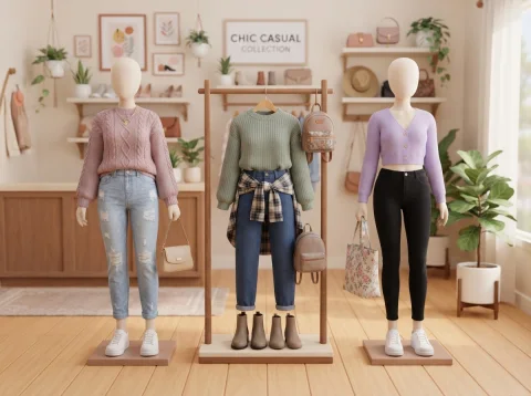 Coleção ilustrada de roupas casuais